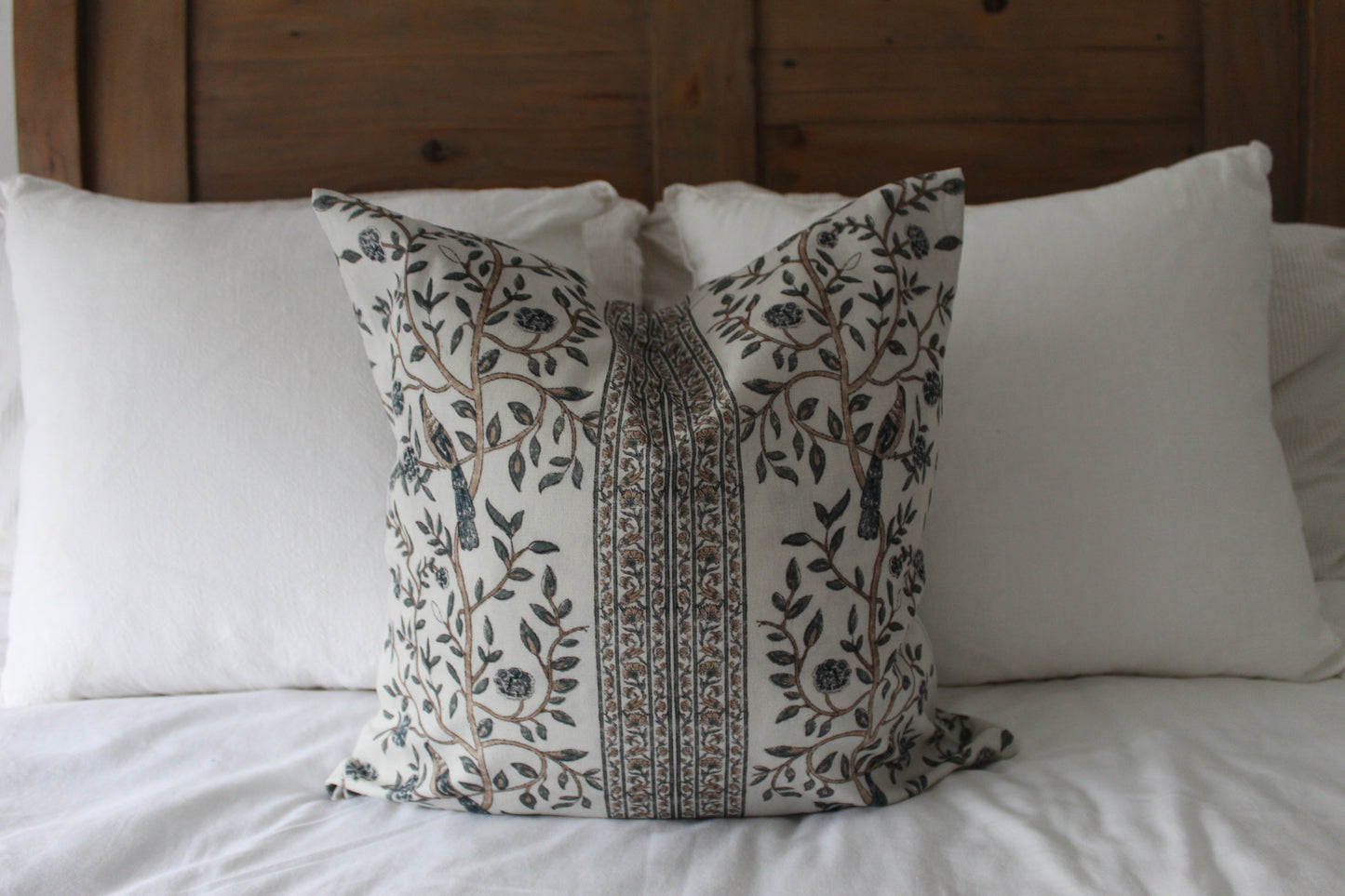 Bird print cotton cushion