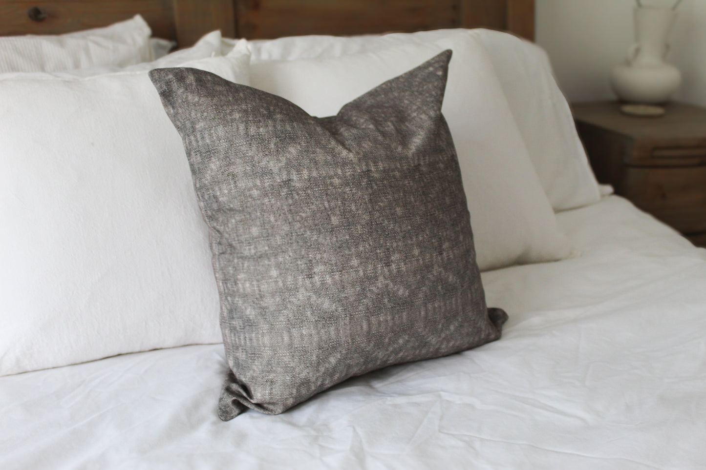 Brown patterned cotton country cushion with duck feather insert 45x45cn