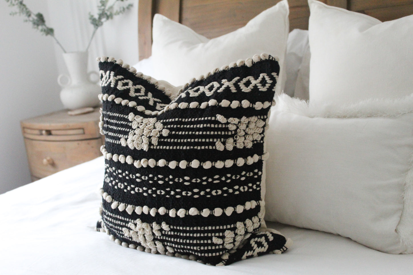 Black tan cotton throw cushion cover 45x45cm decorative handloom pillow case 18x18inch scatter cushions