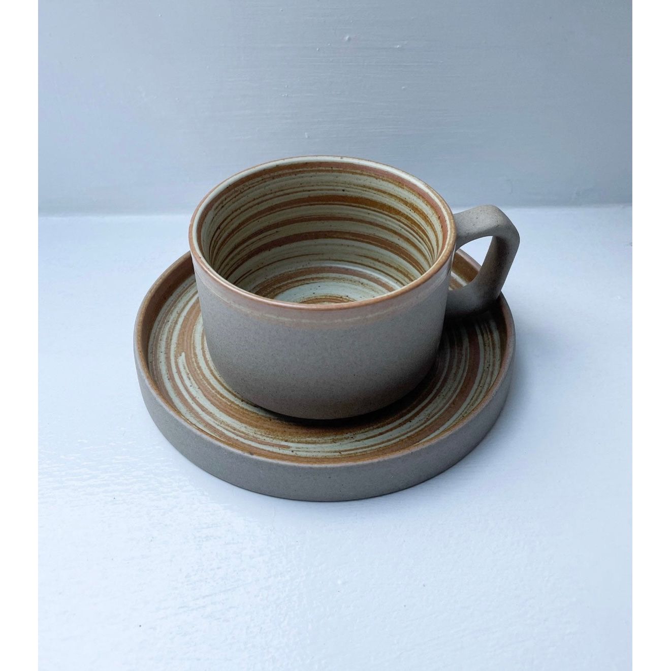 Japanese Style Cup and Saucer Set with handle