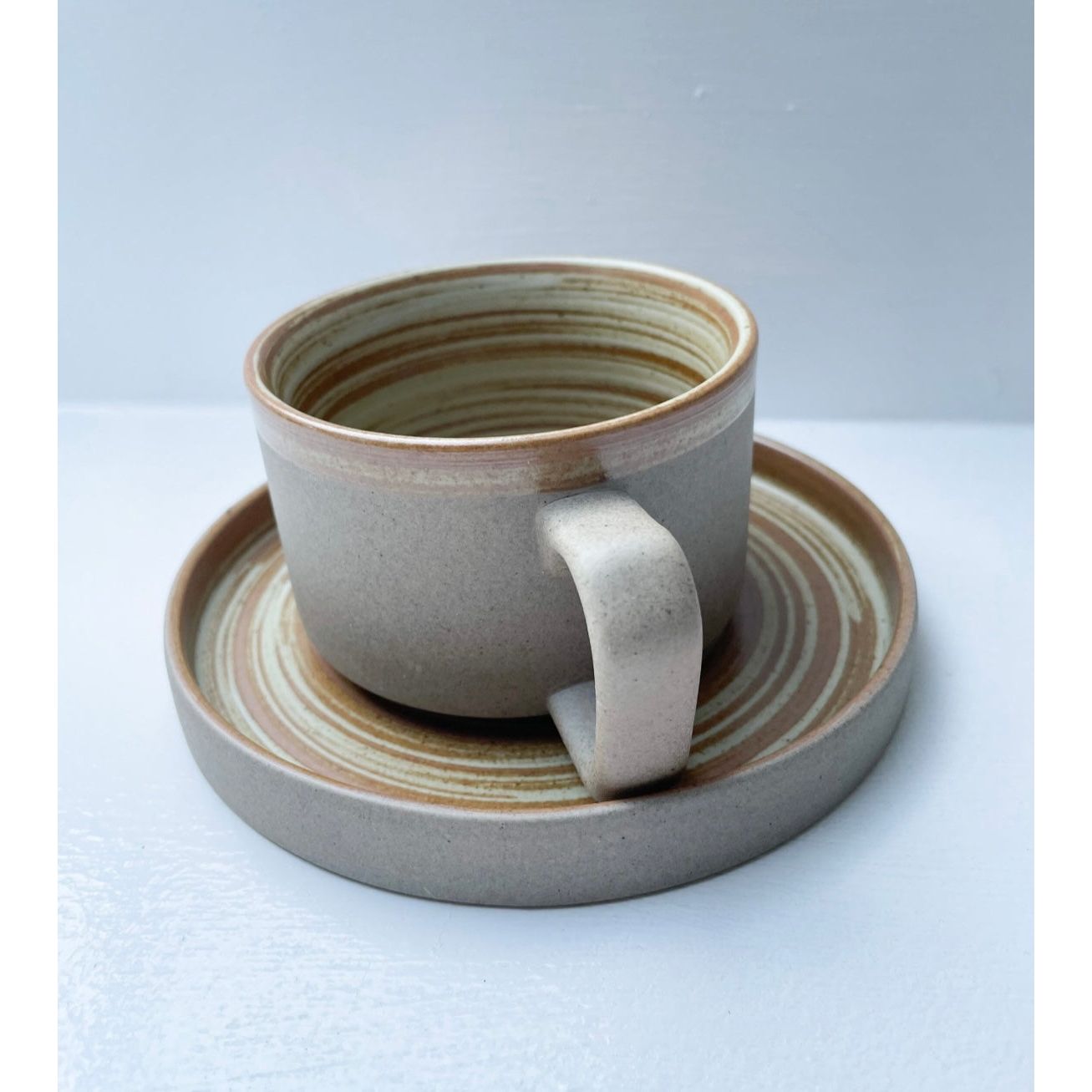 Japanese Style Cup and Saucer Set with handle