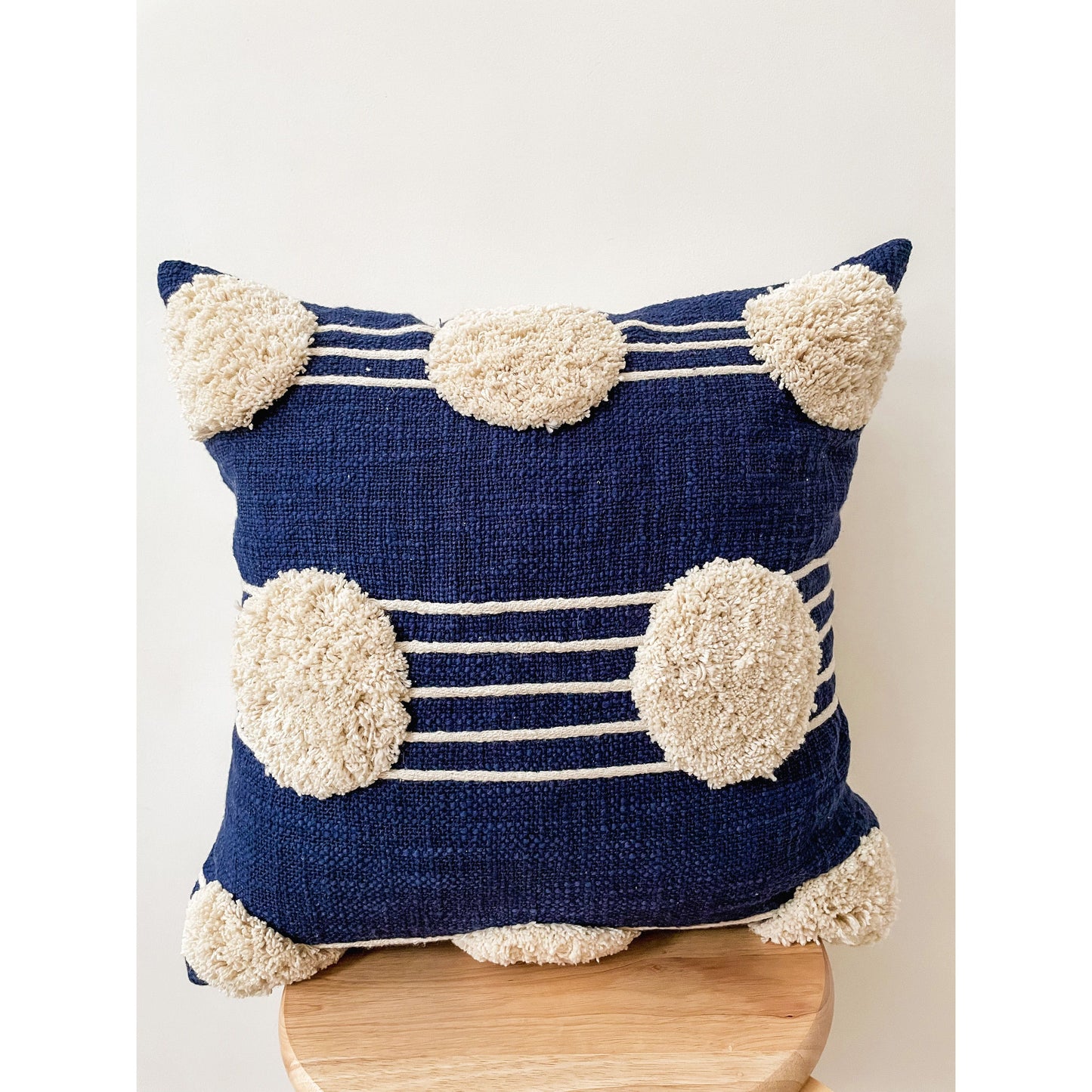 Navy Polka dot Cotton Cushion Cover - Billy