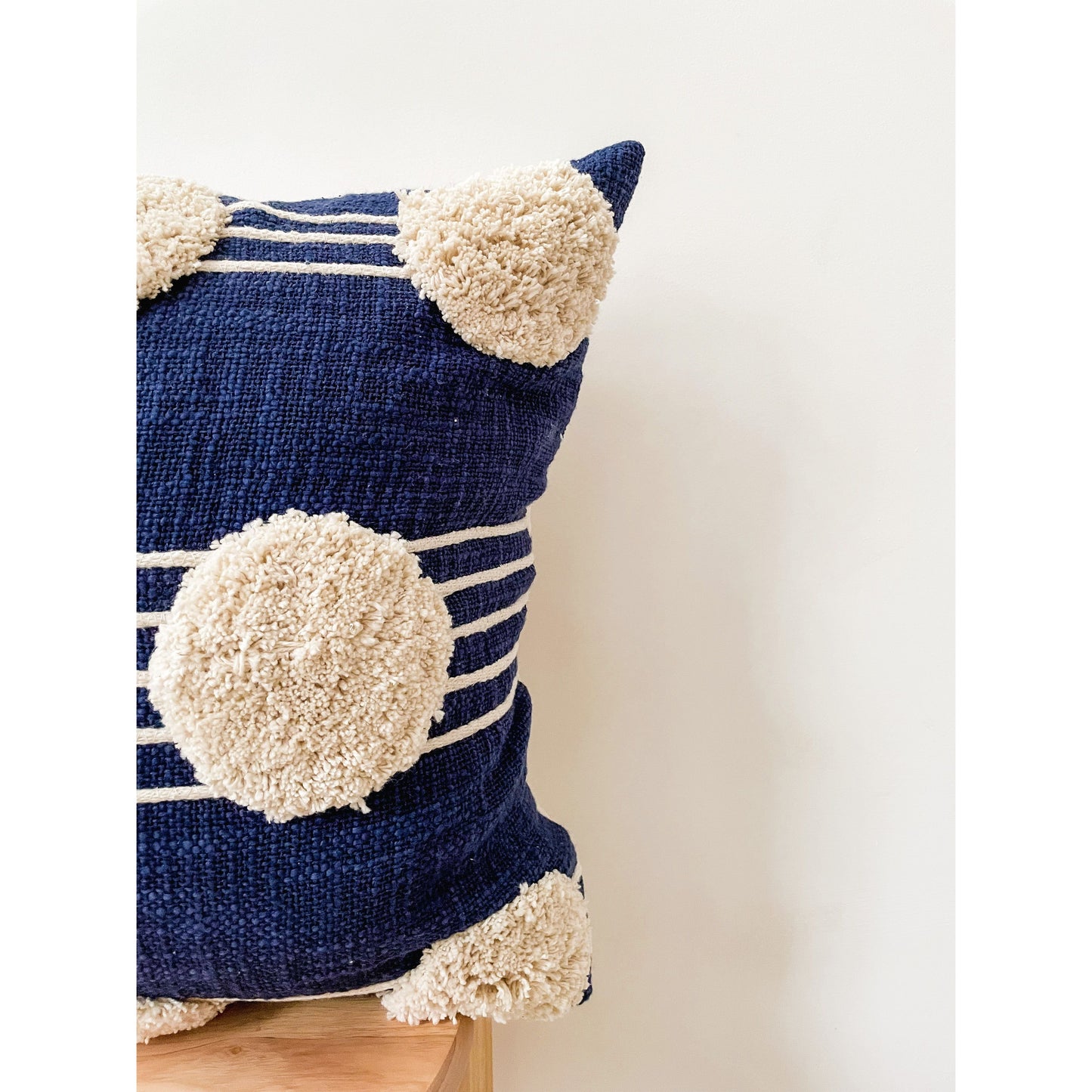 Navy Polka dot Cotton Cushion Cover - Billy