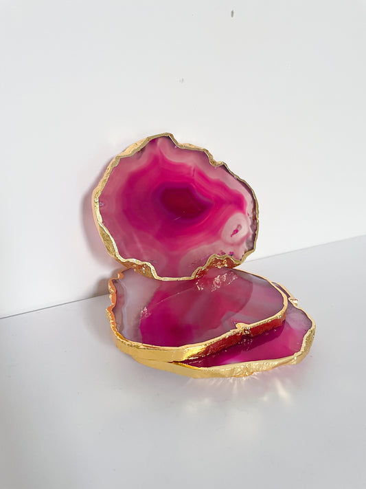 Agate Pink Stone Crystal Coasters