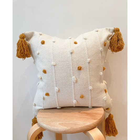 Orange Tassel Polka dot Cushion Cover - Tango