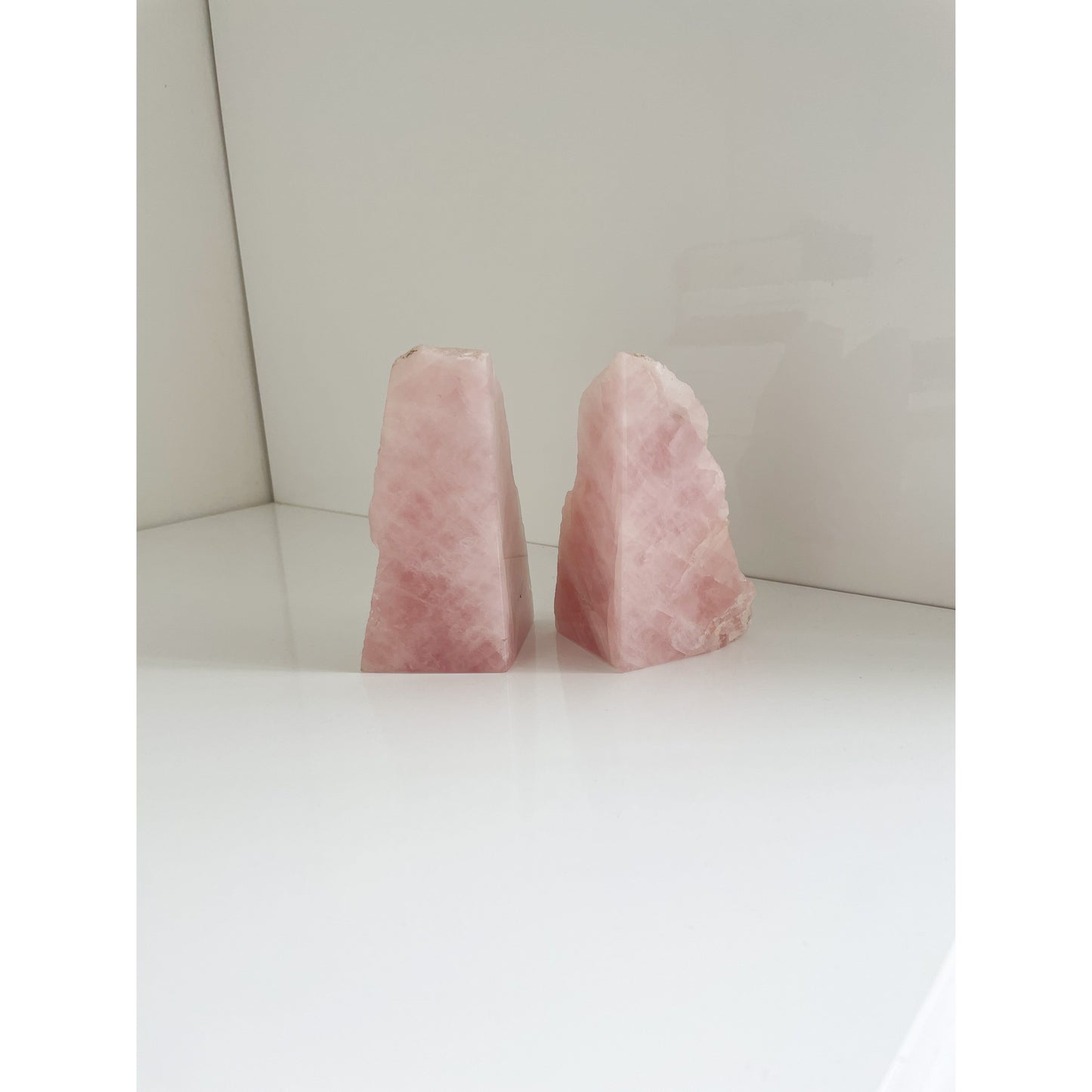 Pink quartz agate stone bookends