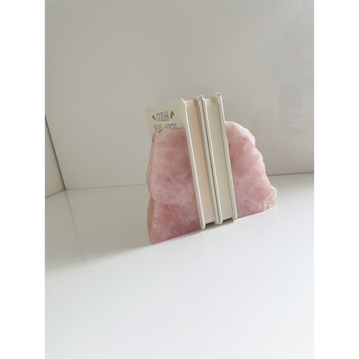 Pink quartz agate stone bookends