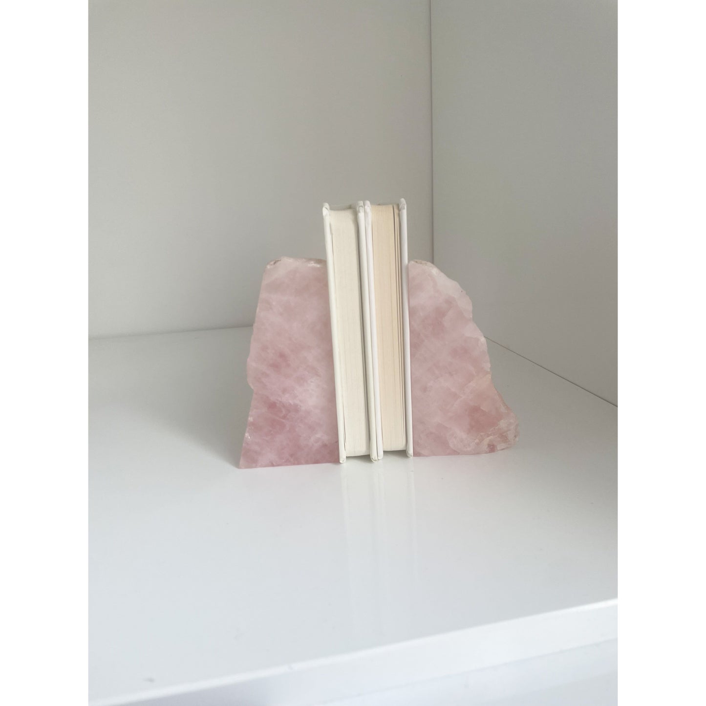 Pink quartz agate stone bookends