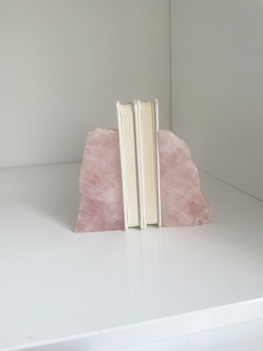 Pink quartz agate stone bookends
