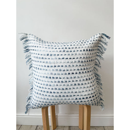 Blue Fringe Cotton Cushion Cover - 45 x 45CM