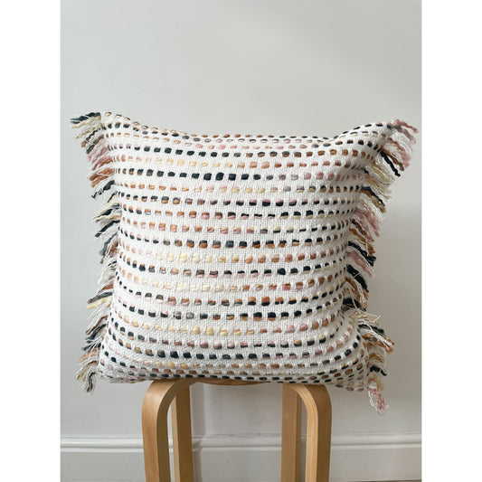 Multi Coloured Fringe Cotton cushion Cover - 45 x 45CM