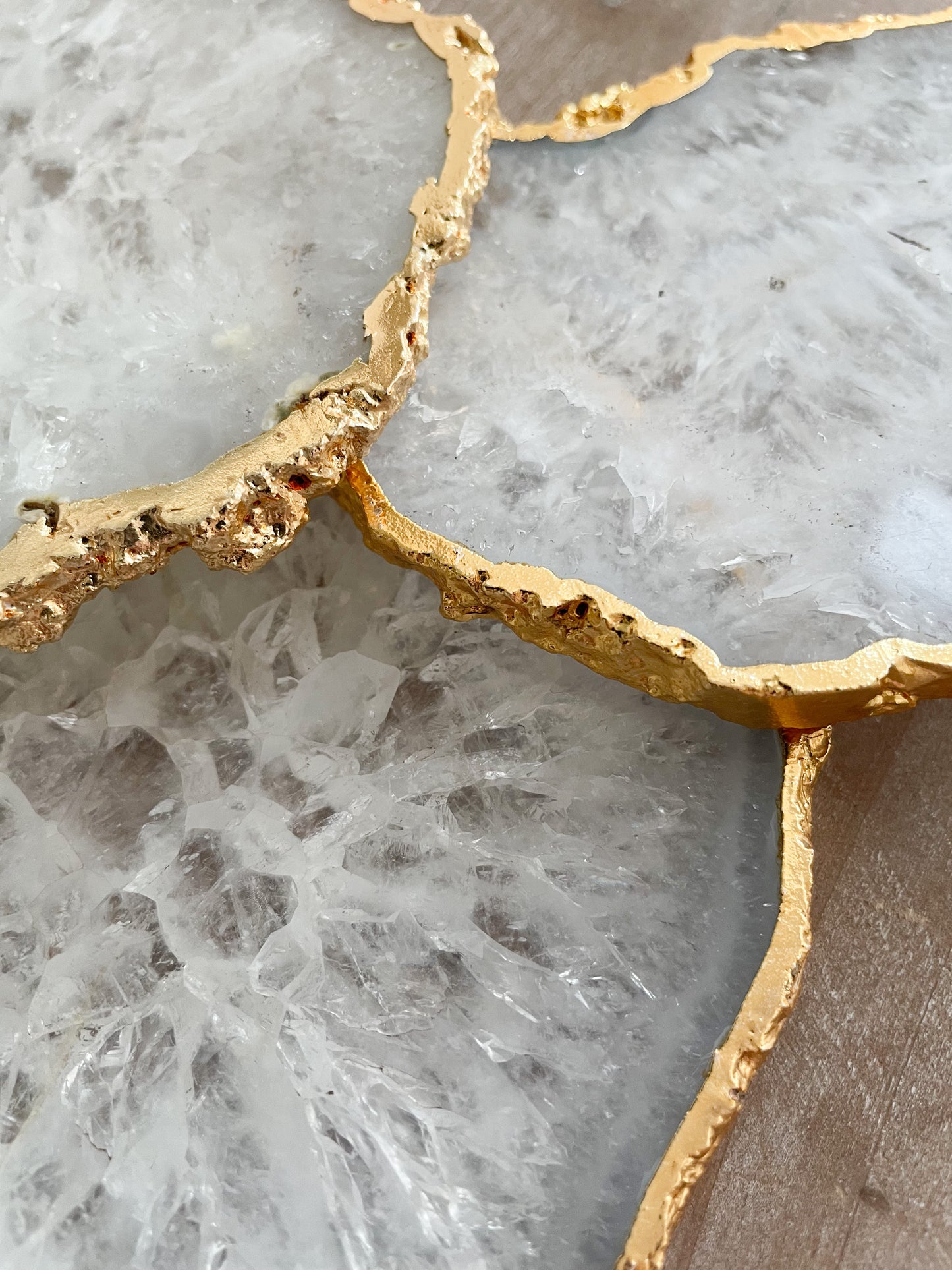 Crystal Agate Stone Coasters with Gold Edge