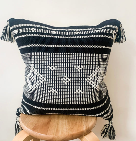 Black and White Tassel Cushion Cover 45 x 45cm - Milly