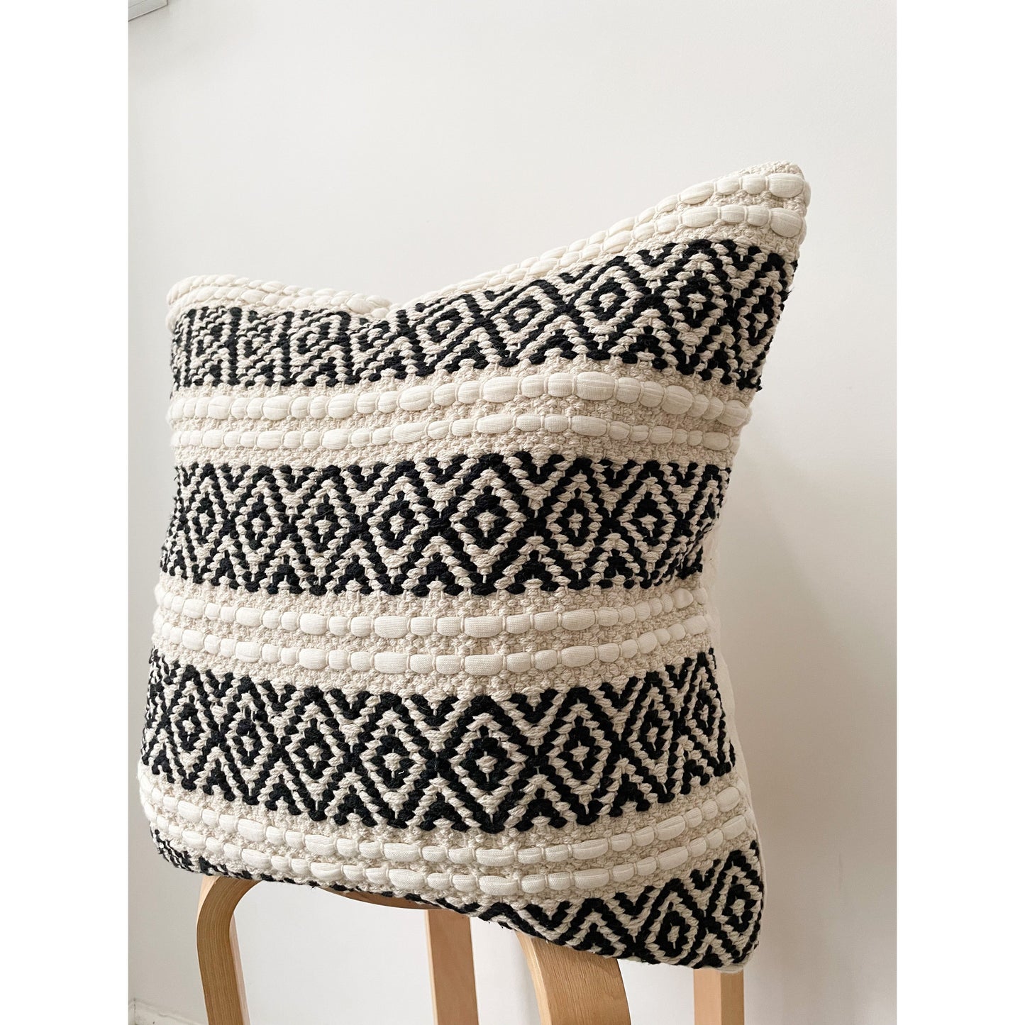 Black cotton throw cushion cover 45x45cm decorative cotton handloom pillow case 18x18inch scatter cushions