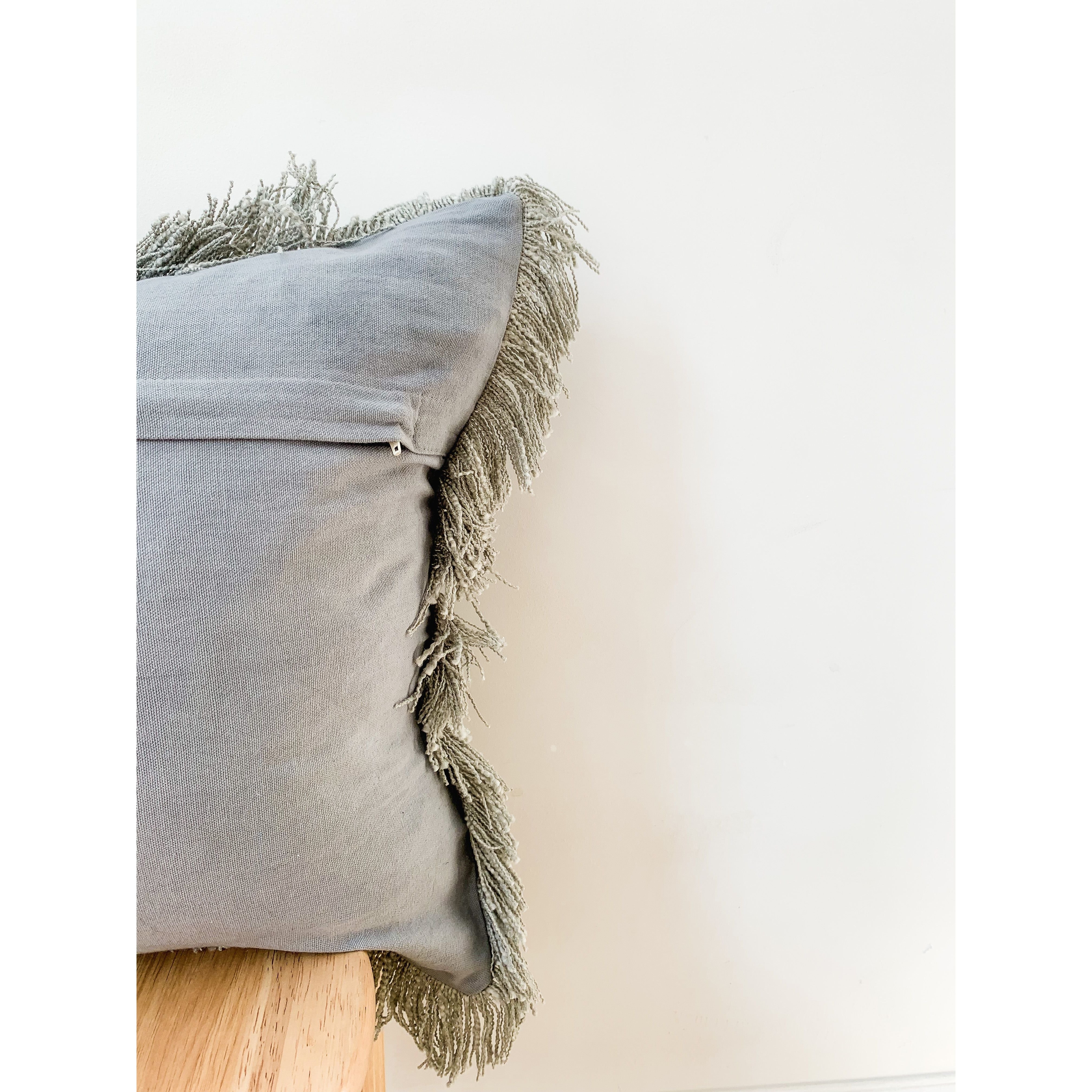 Grey hotsell fringe pillow