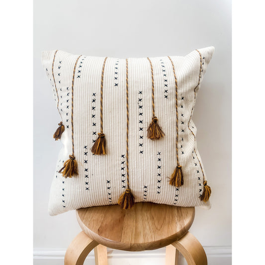 Orange Tassel Cotton Cushion Cover - 45 x 45cm - Stacey