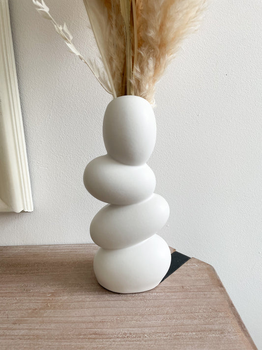 Pebble Ceramic Nordic Vase in White