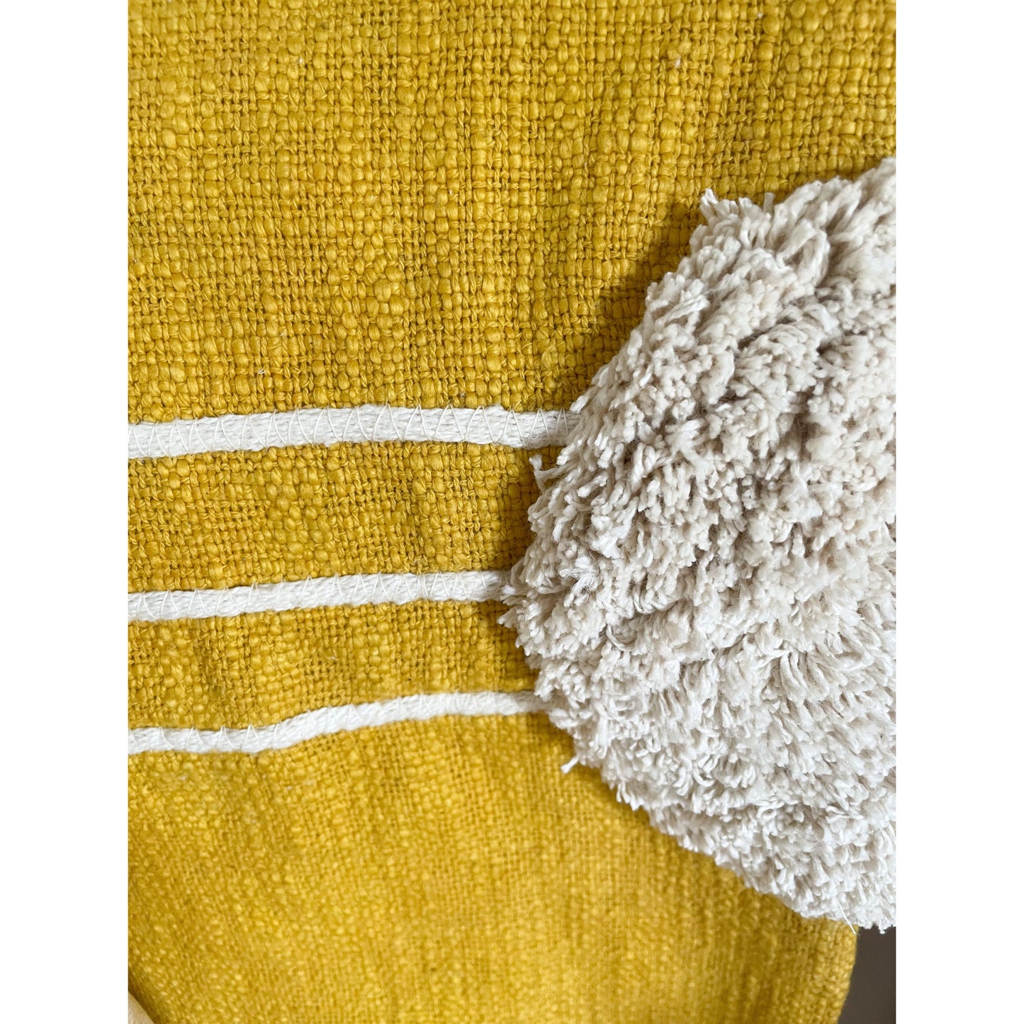 Yellow Tufted Throw Cotton Blanket - 150 x 130 CM