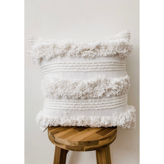 White Boho Tufted Cushion Cover 45 x 45cm - Snow White