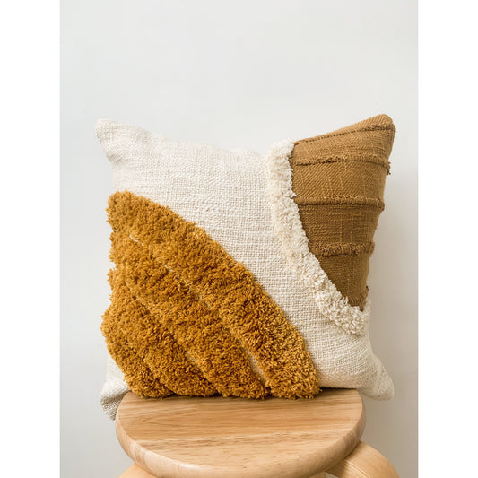 Mustard Tufted Cotton Cushion Cover 45 x 45cm - Cloe