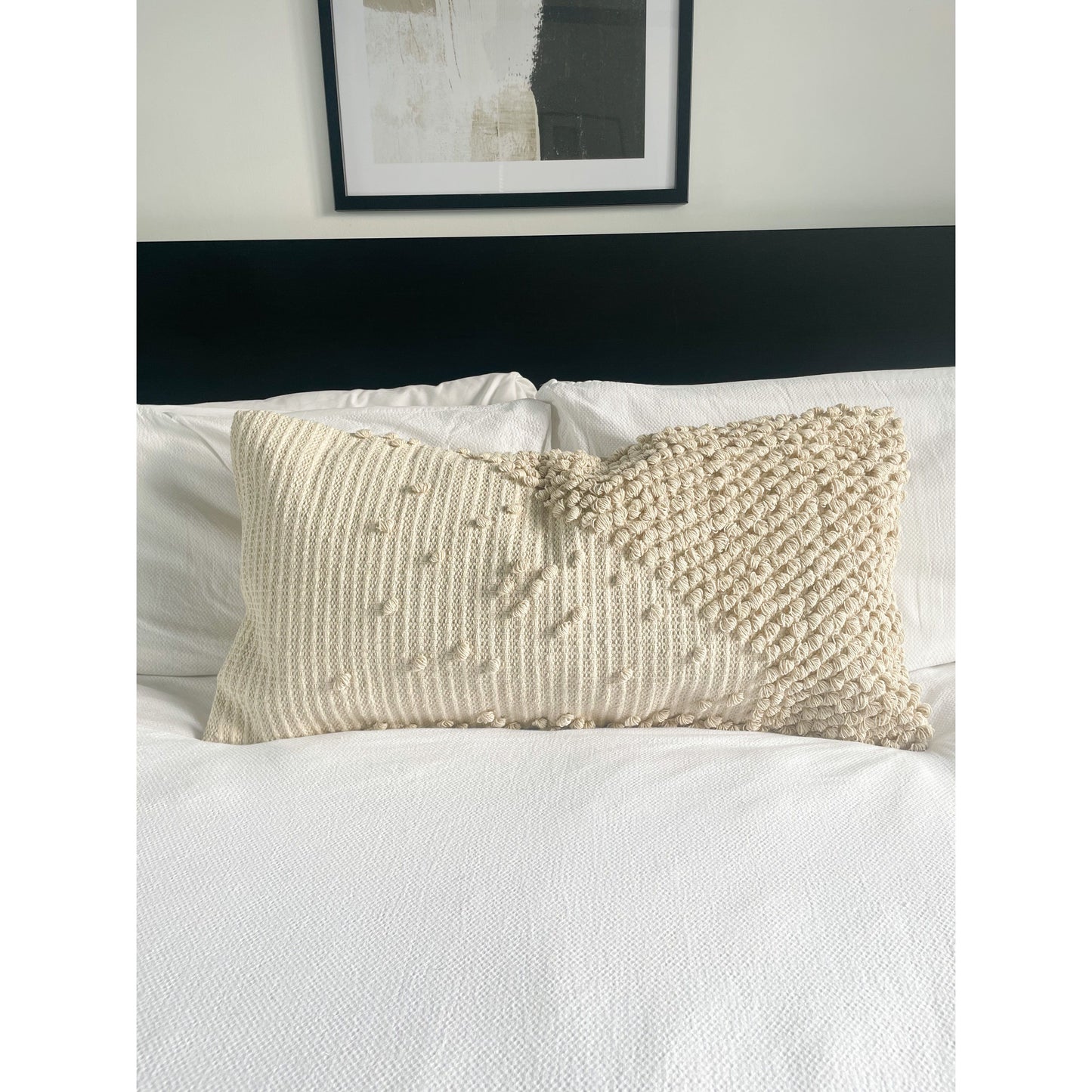 Ivory  lumbar cotton cushion cover