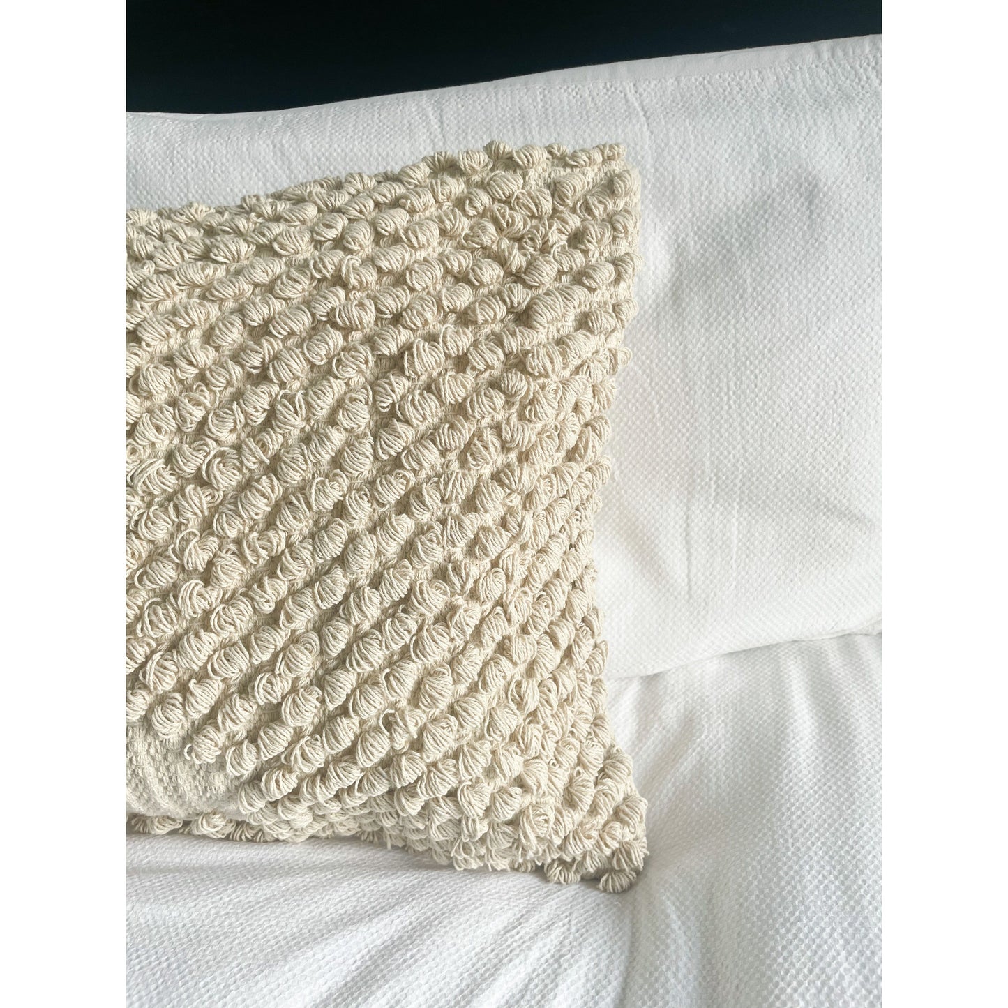 Ivory  lumbar cotton cushion cover