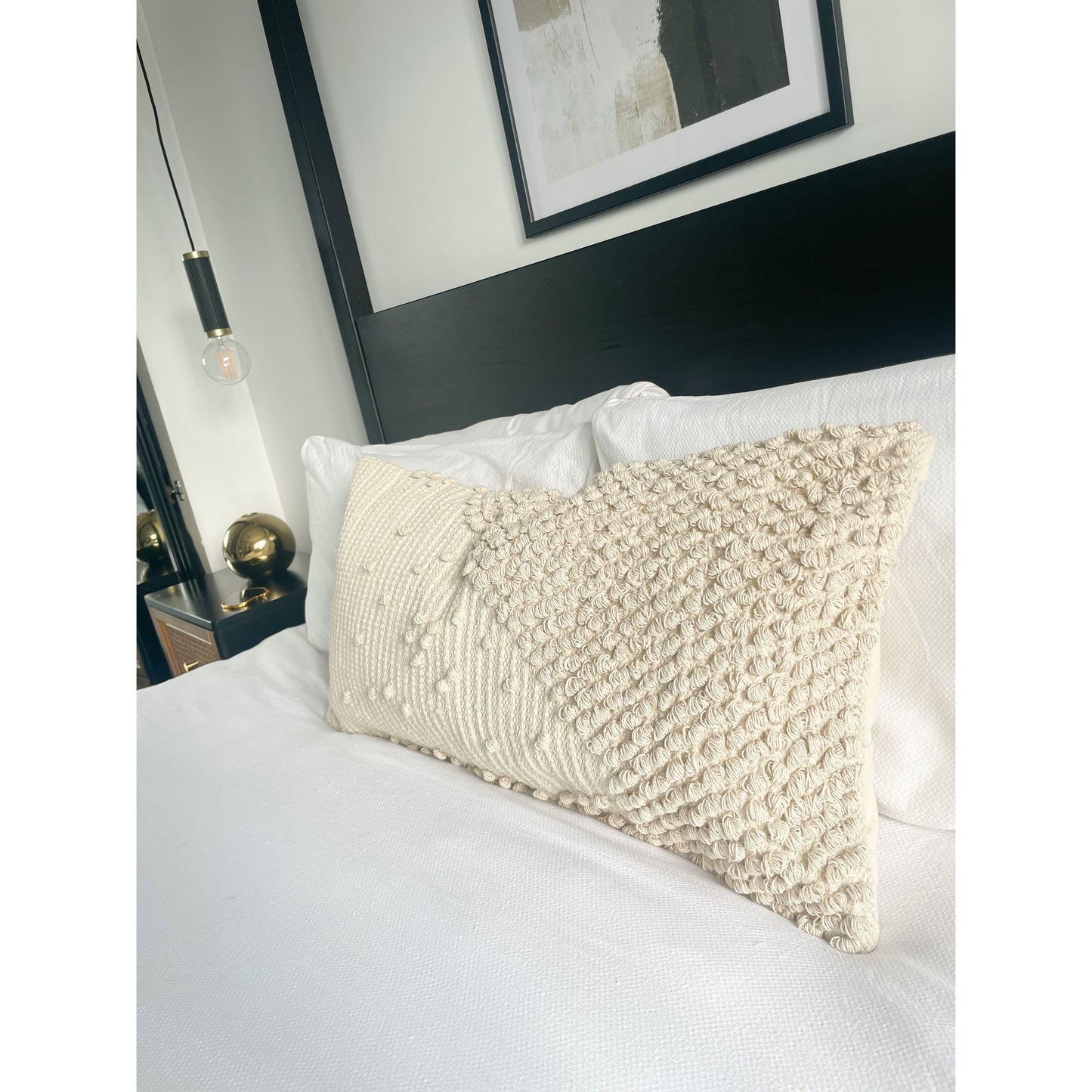 Ivory  lumbar cotton cushion cover