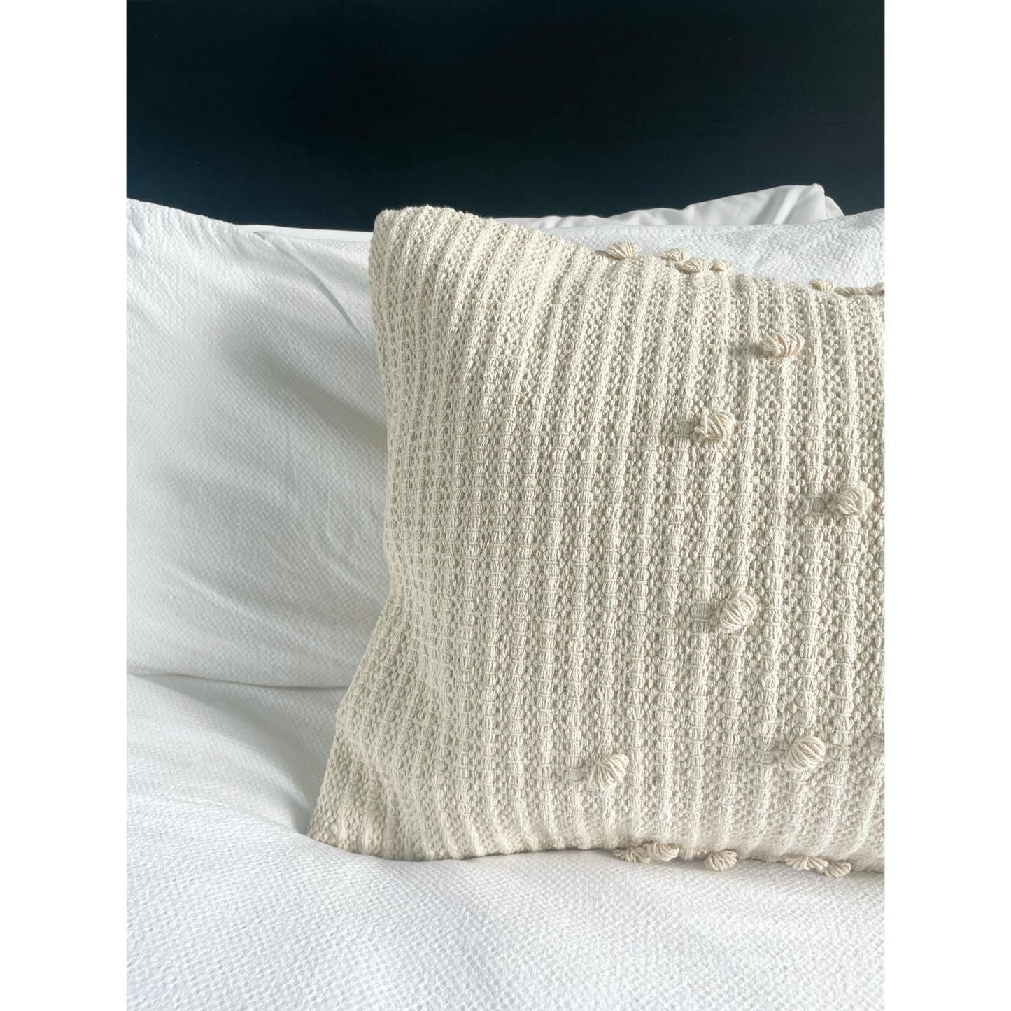 Ivory  lumbar cotton cushion cover