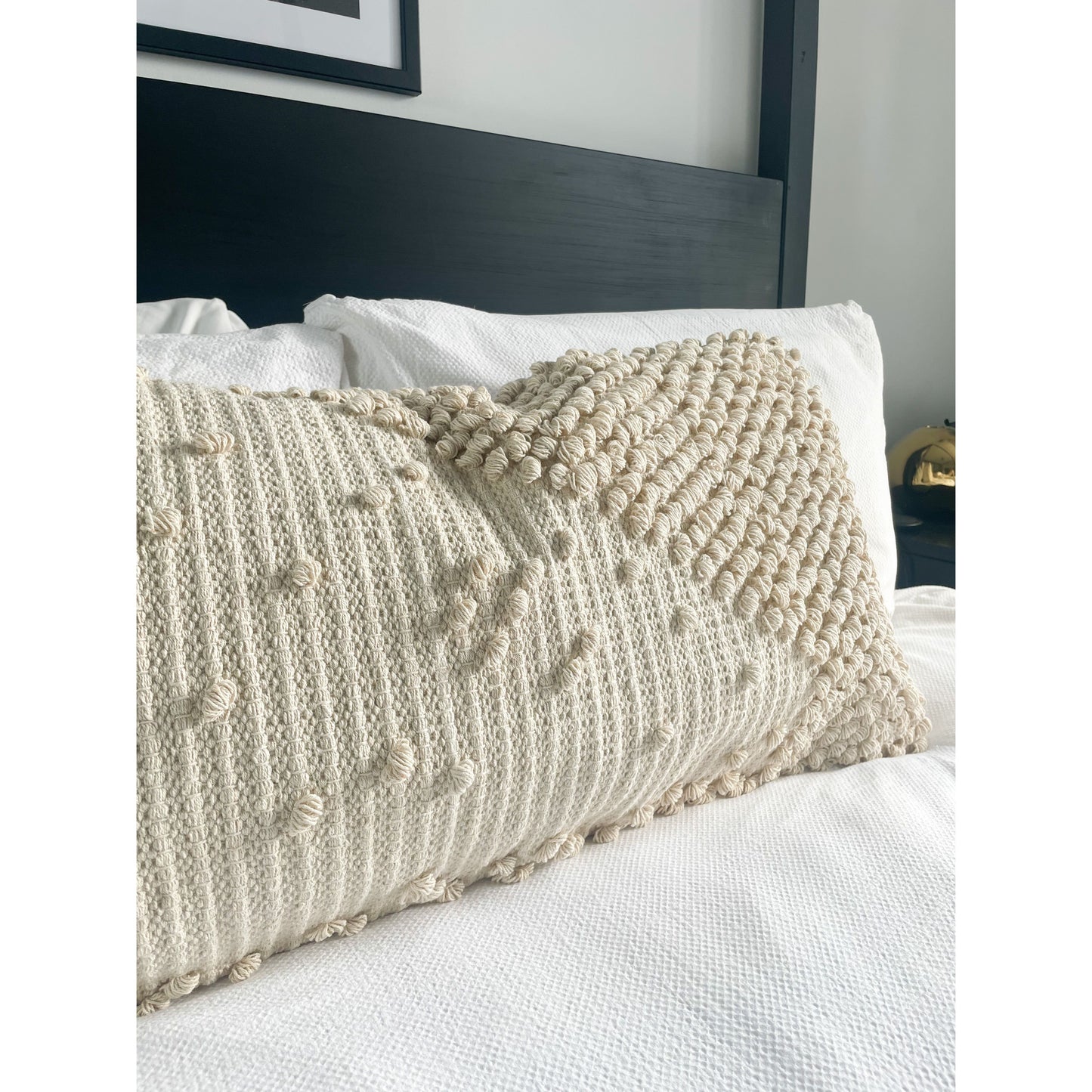 Ivory  lumbar cotton cushion cover