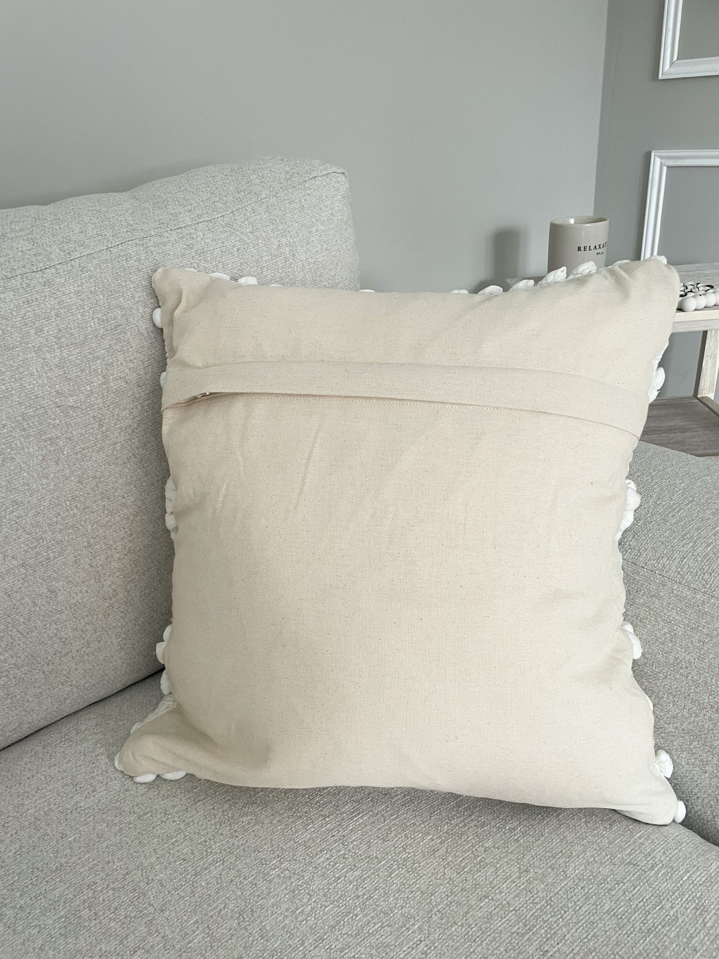 White Hand Loom Cushion Cover 45 x 45 - Lucy