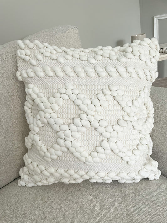 White Hand Loom Cushion Cover 45 x 45 - Lucy