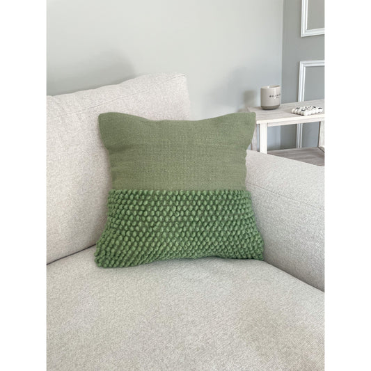 Green cotton handloom cushion cover