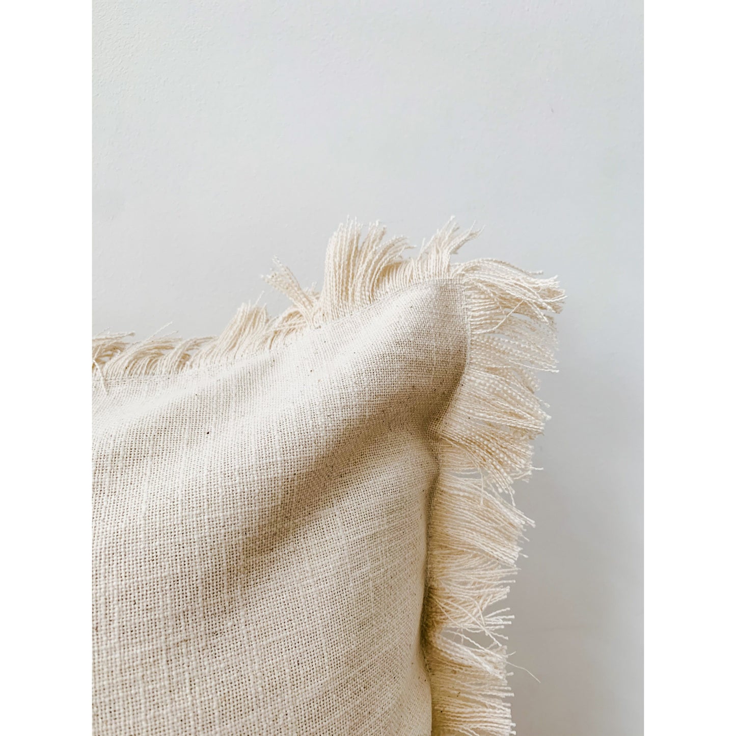 Beige Fringe minimalist cotton Cushion Cover 18x18 inch linen country home sofa 45 x 45cm