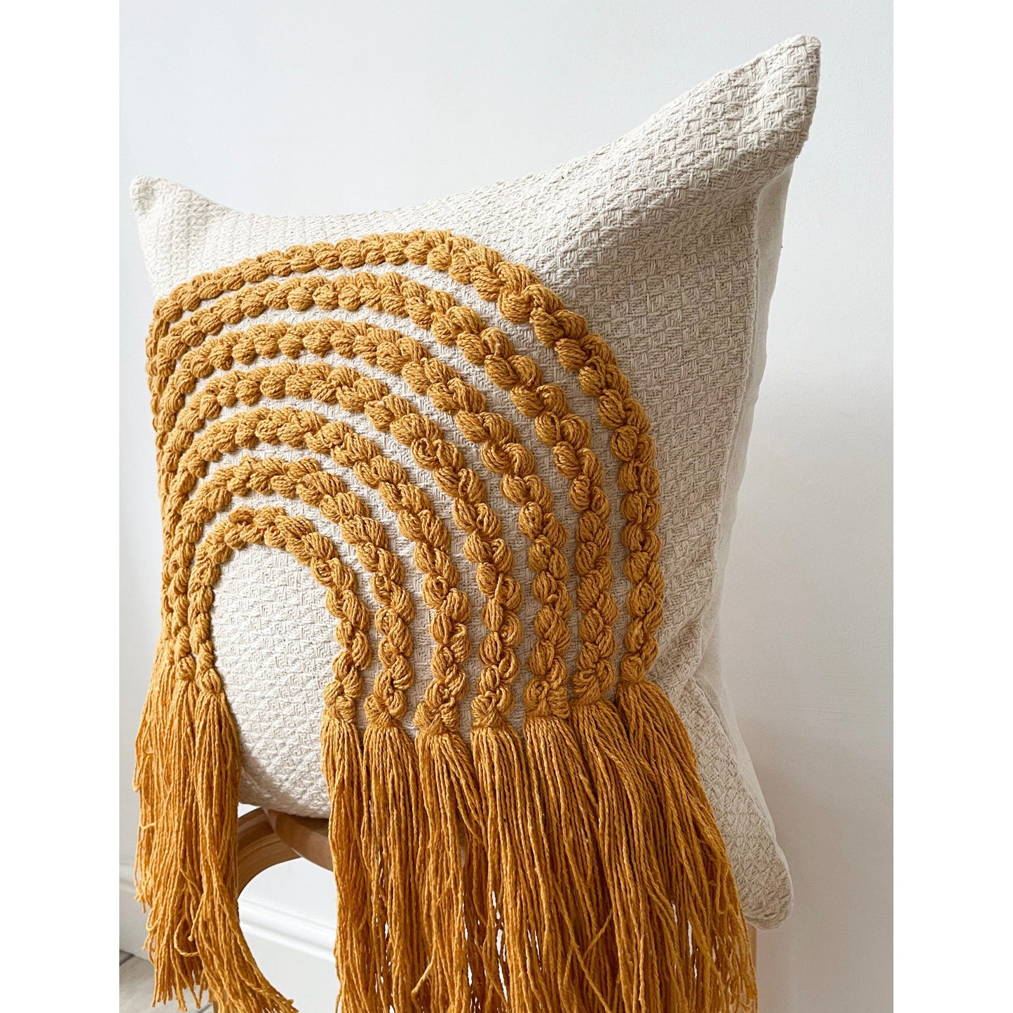 Rainbow Orange Tassel Boho Cushion Cover