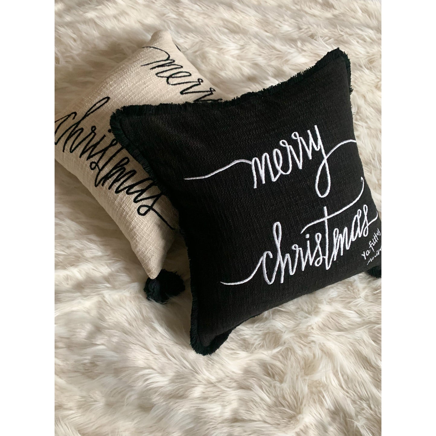 Black Merry Christmas Cushion Cover