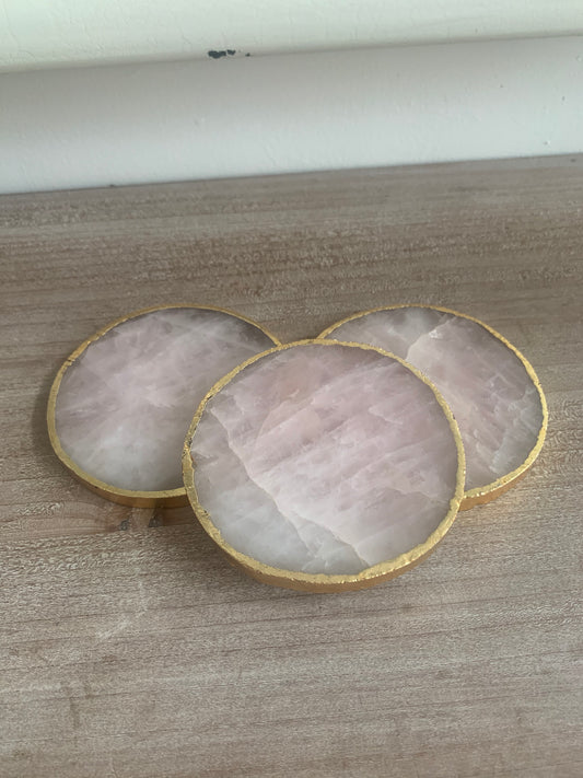 Pink Quartz Agate Stone Coasters