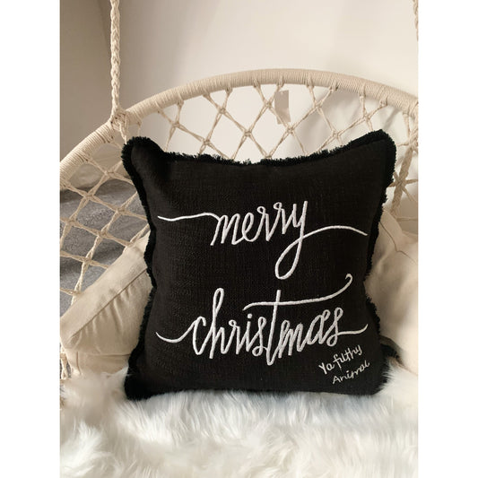 Black Merry Christmas Cushion Cover