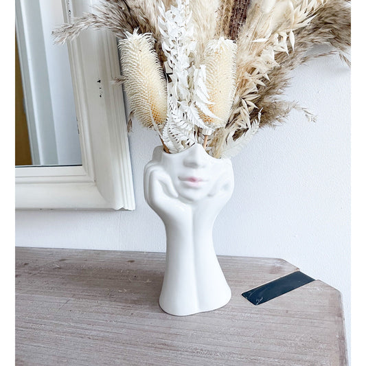 White Ceramic Lady Face Vase
