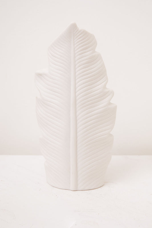 Feather Ceramic Vase in White