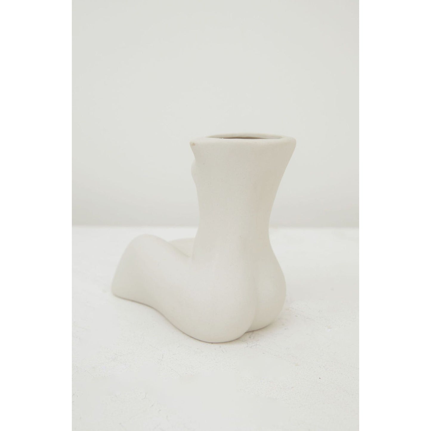 Human Body Sitting Down Cermic Vase in White