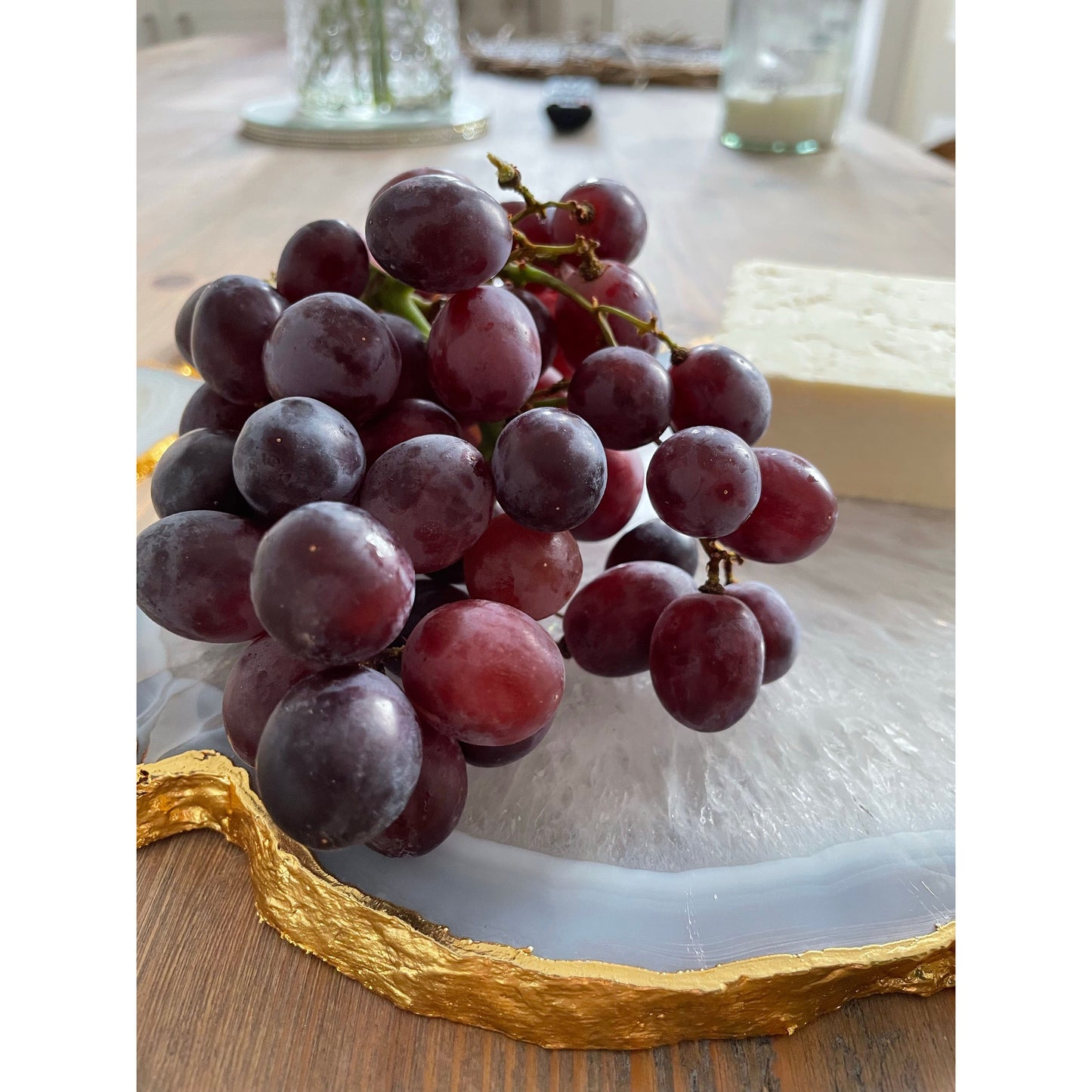 Agate Stone Cheese Board Platter in White Agate