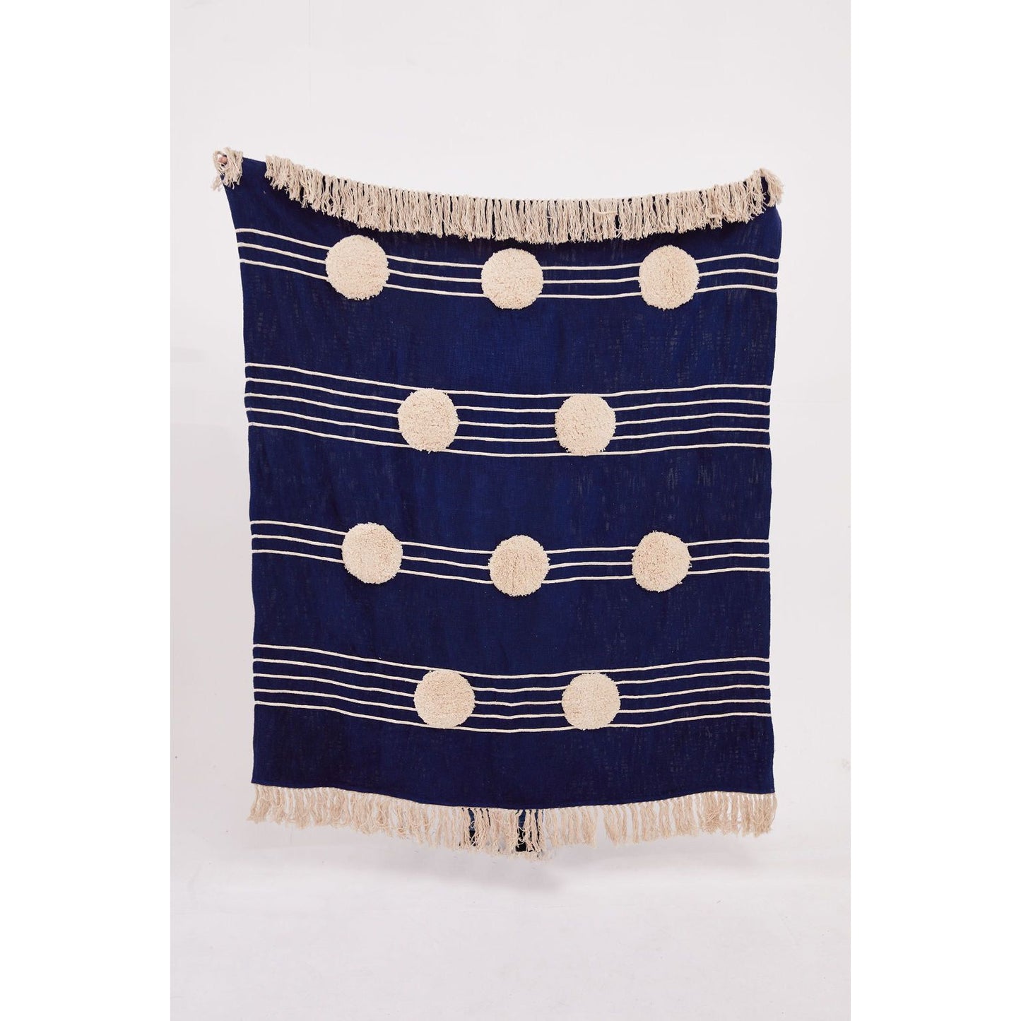 Navy Polka Dot Tufted Throw blanket 150 x 130cm