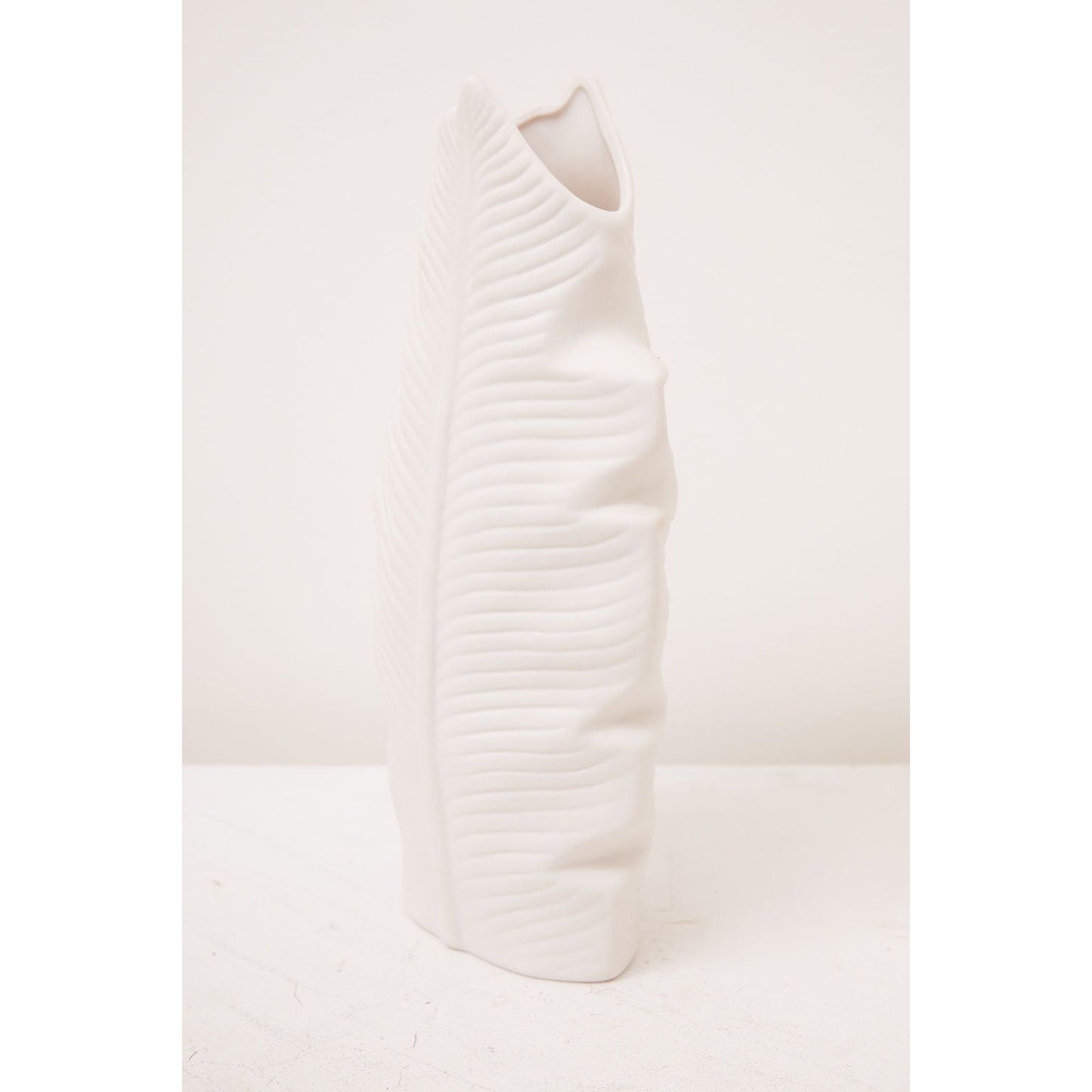 Feather Ceramic Vase in White