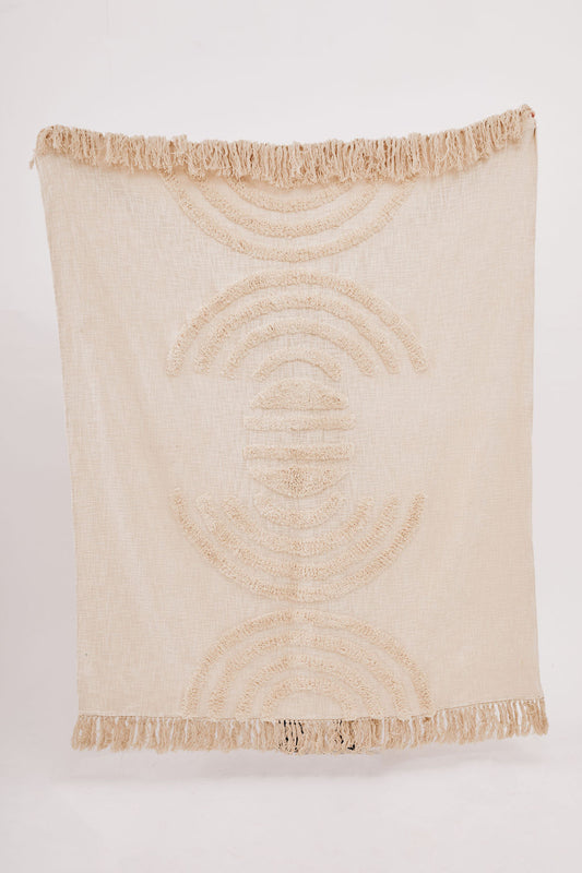 Beige Tufted Tassel Cotton Cushion Cover - 150 x 130cm