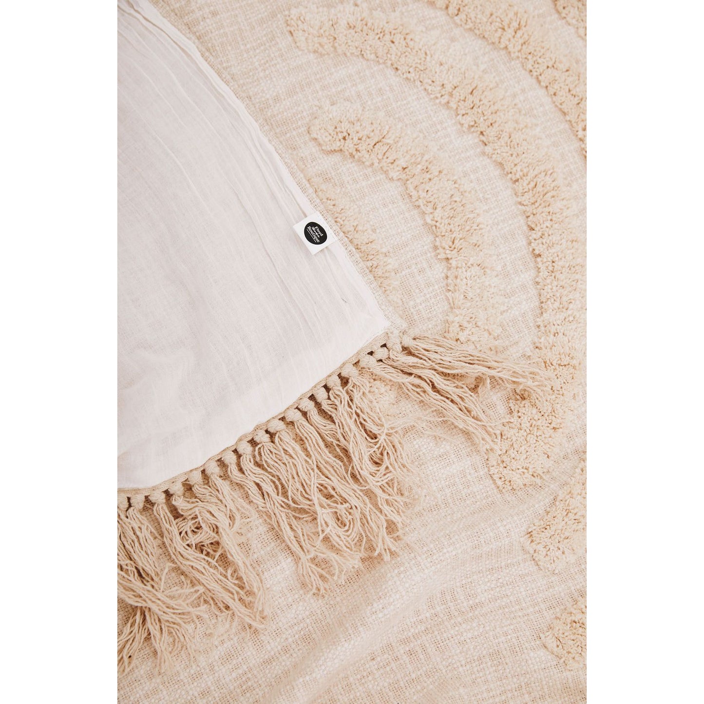 Beige Tufted Tassel Cotton Cushion Cover - 150 x 130cm