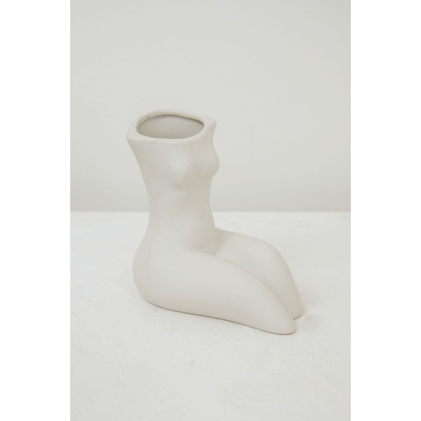 Human Body Sitting Down Cermic Vase in White