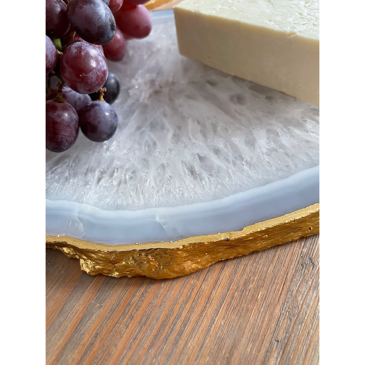 Agate Stone Cheese Board Platter in White Agate