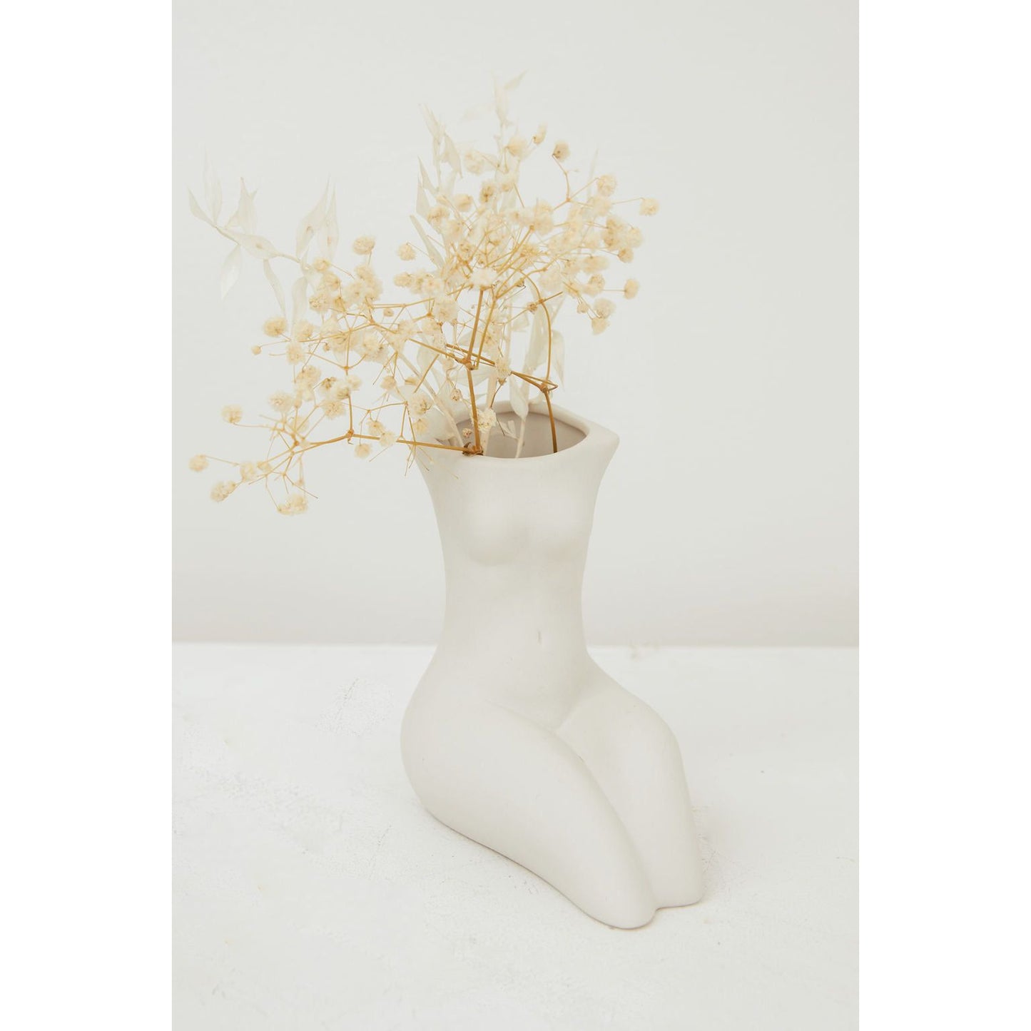 Human Body Sitting Down Cermic Vase in White